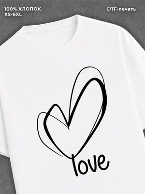 Футболка надписью "love" хлопковая