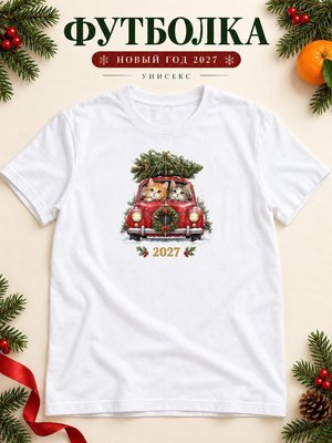 Футболка унисекс новогодняя Кот 2027