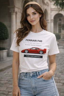 Футболка белая в стиле Ferrari F40