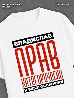 Футболка прикольная именная Владислав