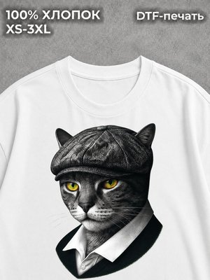 Футболка Кот в кепке