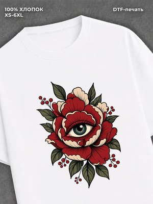 Футболка глаз в центре цветка