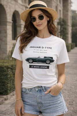 Футболка белая в стиле Jaguar D Type