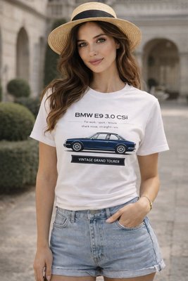 Футболка белая в стиле BMW E9 3 0 CSI