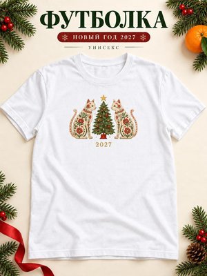 Футболка унисекс новогодняя Кот 2027