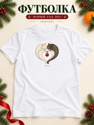 Футболка унисекс новогодняя Кот 2027