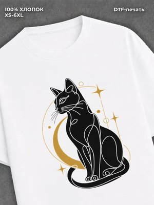 Футболка кот нарисованные одной линией