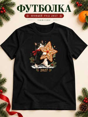 Футболка унисекс новогодняя Кот 2027