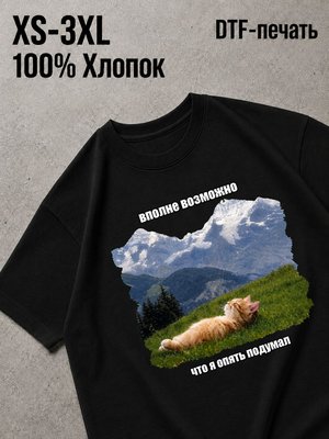 Футболка вполне возможно я опять подумал котик в горах