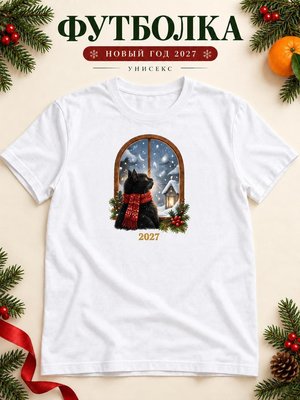 Футболка унисекс новогодняя Кот 2027