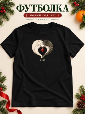 Футболка унисекс новогодняя Кот 2027