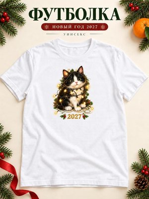 Футболка унисекс новогодняя Кот 2027