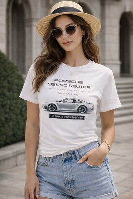 Футболка белая в стиле Porsche 959sc Reuter