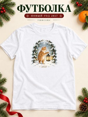 Футболка унисекс новогодняя Кот 2027