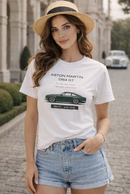 Футболка белая в стиле Aston Martin DB4 GT